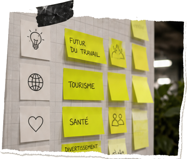 Mur de post-it par catégorie